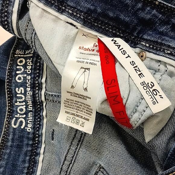 Status Quo Jeans Mens 36W x 43L SLIM FIT Dark Blue Washed Denim Legend for 98 - Picture 14 of 14